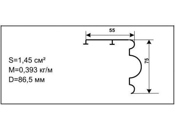 Алюминиевый профиль для карнизов Вес 1 п/м: 0,393
