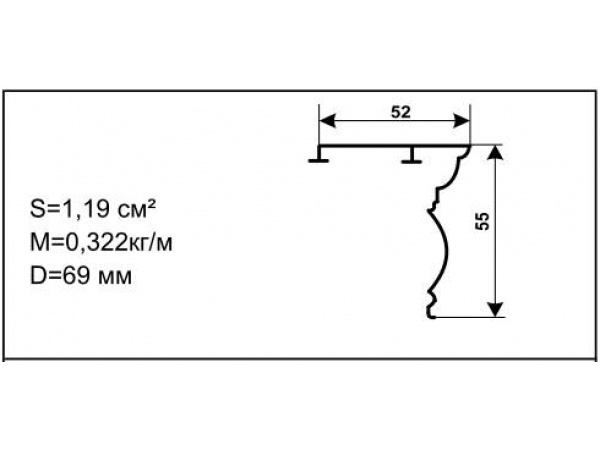 Алюминиевый профиль для карнизов Вес 1 п/м: 0,322
