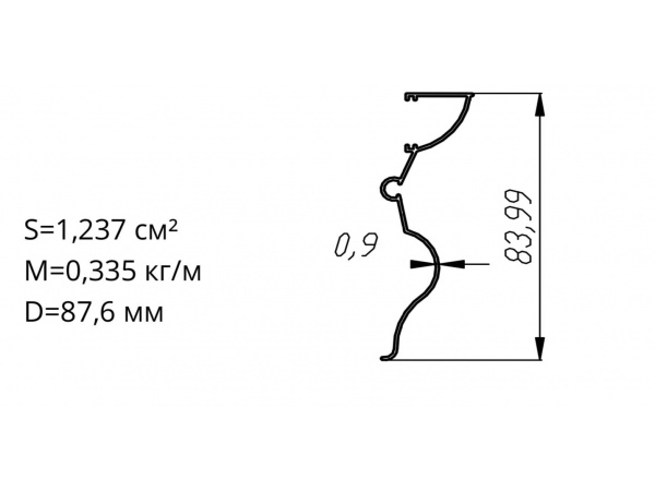 Алюминиевый профиль для карнизов Вес 1 п/м: 0,335