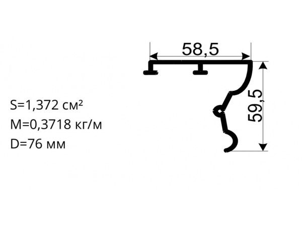 Алюминиевый профиль для карнизов Вес 1 п/м: 0,3718