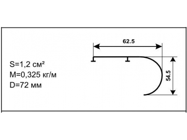Алюминиевый профиль для карнизов Вес 1 п/м: 0,325