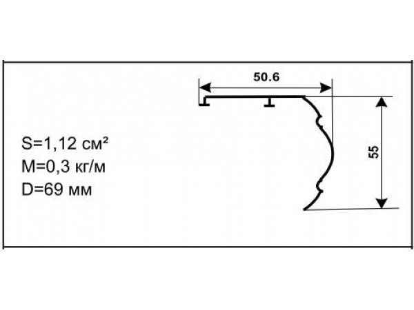 Алюминиевый профиль для карнизов Вес 1 п/м: 0,3