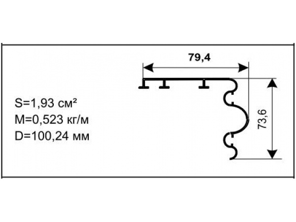 Алюминиевый профиль для карнизов Вес 1 п/м: 0,5230