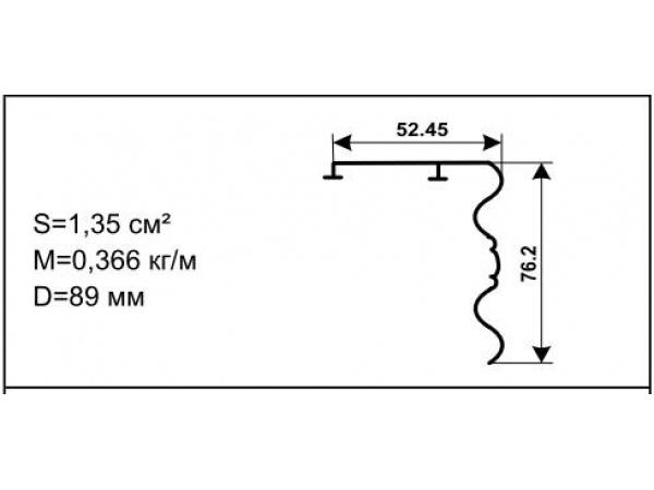 Алюминиевый профиль для карнизов Вес 1 п/м: 0,3660