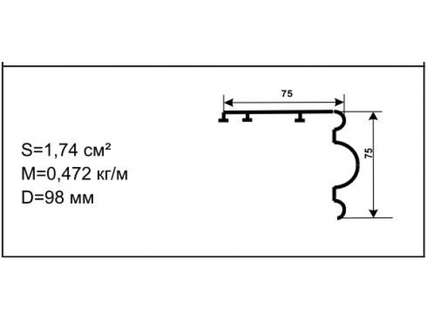 Алюминиевый профиль для карнизов Вес 1 п/м: 0,472