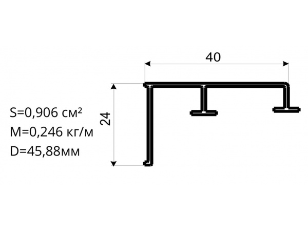 Алюминиевый профиль для карнизов Вес 1 п/м: 0,246